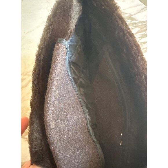 Vintage Faux Fur Black Hat With Quilted Satin Lining For Women Winter Small - Picture 4 of 5